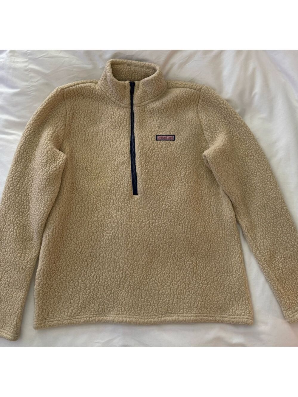 Vineyard Vines Cream Sherpa Fleece Pullover - Picture 2 of 6